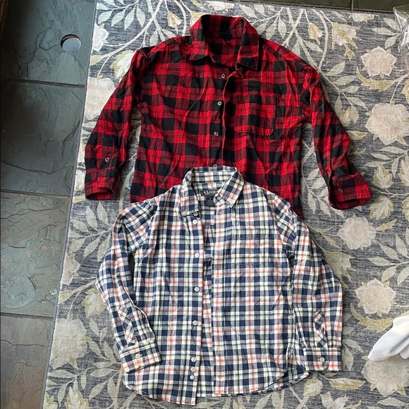 art class Other - Art Class and E Land Flannels Red Black Plaid Button Down Shirt Size 8 Lot Boys